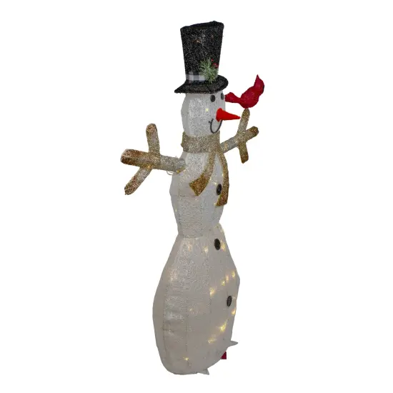Northlight 49" White and Black LED Lighted Snowman with Top Hat Christmas Outdoor Decoration {5}