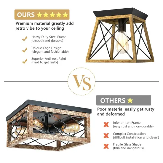 Farmhouse Vintage Ceiling Lights with E26 Blub Socket for Hallway Dining Room {5}