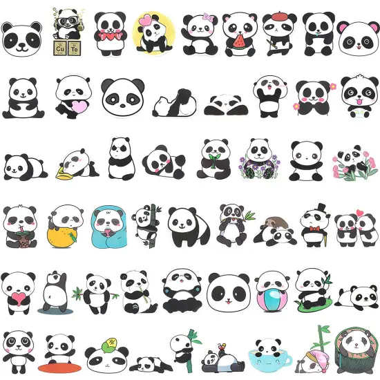 Wrapables Waterproof Vinyl Stickers for Water Bottles, Laptop, Phones, Skateboards, Decals for Teens, 100pcs Panda {3}