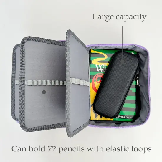 Wrapables Large Capacity 72 Slot Pencil Case for Colored Pencils, Stationery Pouch, Lavender {6}
