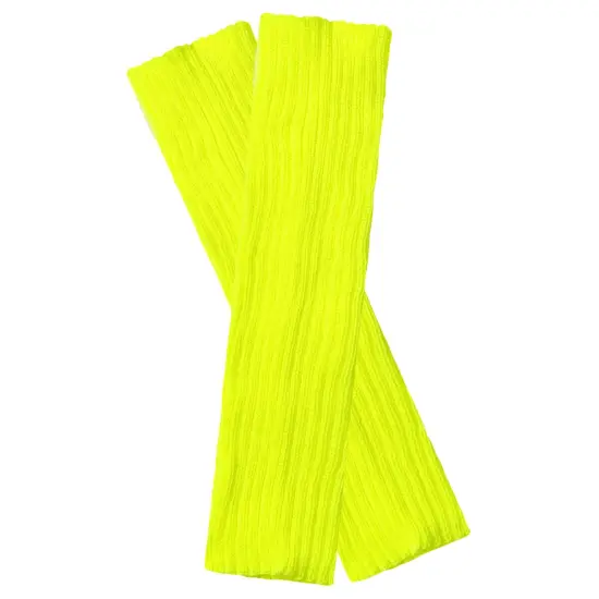 Wrapables 80's Style Neon Fluorescent Ribbed Leg Warmers Lemon {1}