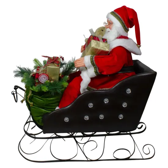 Northlight 32" Red Traditional Jolly Santa Claus in Jewel Sleigh Christmas Figurine {4}