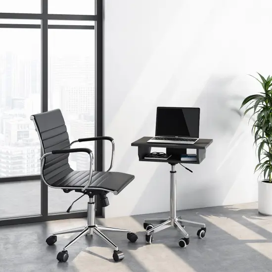 Techni Office Solutions 35.75" Black Durable Folding Table Laptop Cart {7}