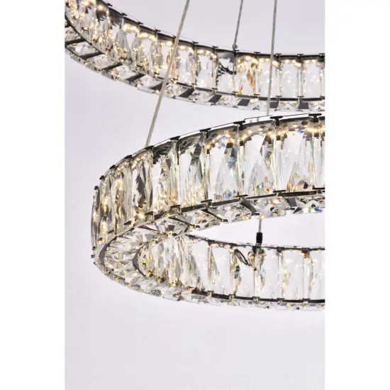Monroe 28 inch LED double ring chandelier in black {6}