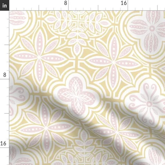 Various Fabrics by the Yard or Fat Quarter Talavera Spring Floral Pastel Colors Pink And Yellow Soft Hues Feminine Custom Printed Fabric by Spoonflower {2}