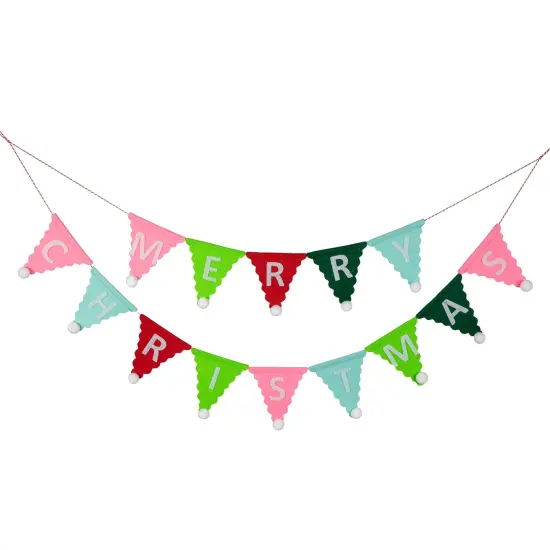 Northlight 45" Multi "Merry Christmas" Banner Garland - Unlit Green {1}
