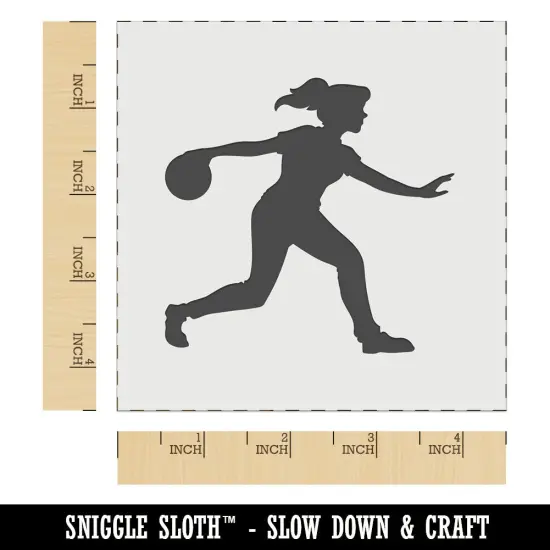 Woman Bowler Bowling Ball Side View Wall Cookie DIY Craft Reusable Stencil {6}