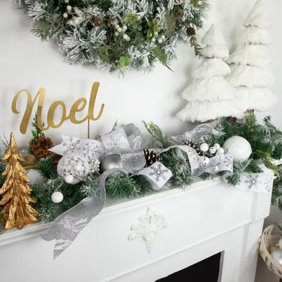 Northlight Silver Glittered Christmas Wired Craft Ribbon 2.5" x 10 Yards {3}