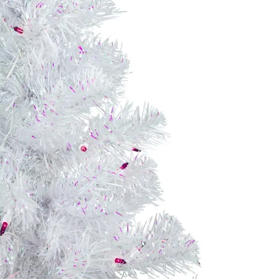 Northlight Pre-Lit Medium Rockport White Pine Artificial Christmas Tree - 3' - Purple Lights {4}
