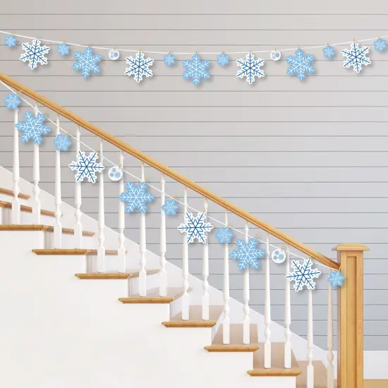 Big Dot of Happiness Blue Snowflakes - Winter Holiday Party DIY Decorations - Clothespin Garland Banner - 44 Pieces {3}