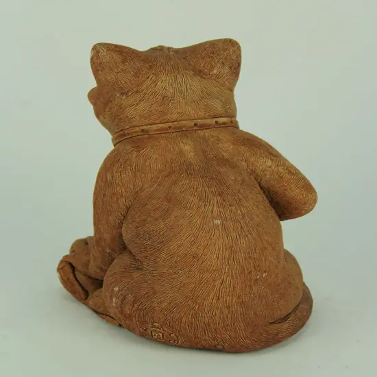 Designer Stone Rude Killer Kitten Rustic Brown Concrete Bird Feeder Statue {4}