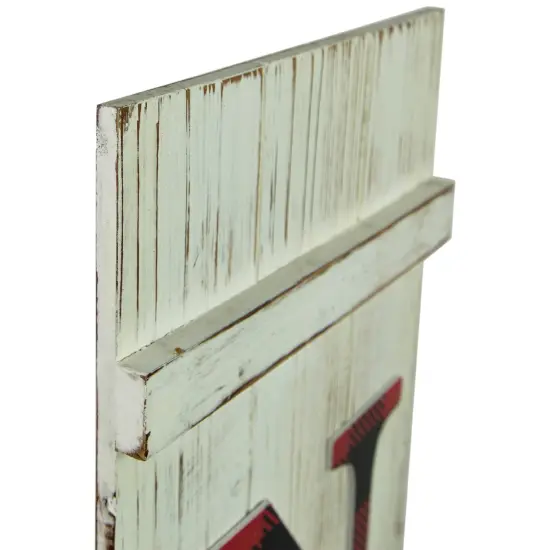 Northlight 47.5" Red Buffalo Plaid Wooden Noel Christmas Porch Board Sign Decoration White {6}