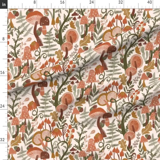Various Fabrics by the Yard or Fat Quarter Woodland Neutral Nursery Earth Tones Mushrooms Toadstools Terracotta Custom Printed Fabric by Spoonflower {1}