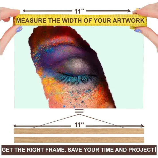 DACRI HOME Magnetic Poster Hanger Frame - Wooden Poster Hanger of Premium Teak Wood, Strong Magnets for Easy Hanging Posters Maps Prints Pictures Scrolls Wall Art 11x14 11x17 (11 inch, Teak) {6}