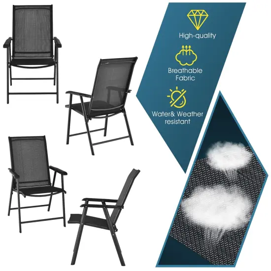 4-Pack Patio Folding Chairs Portable for Outdoor Camping Black {5}