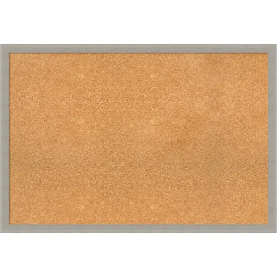 Woodgrain Stripe Wood Framed Corkboard, Natural Cork Grey {1}