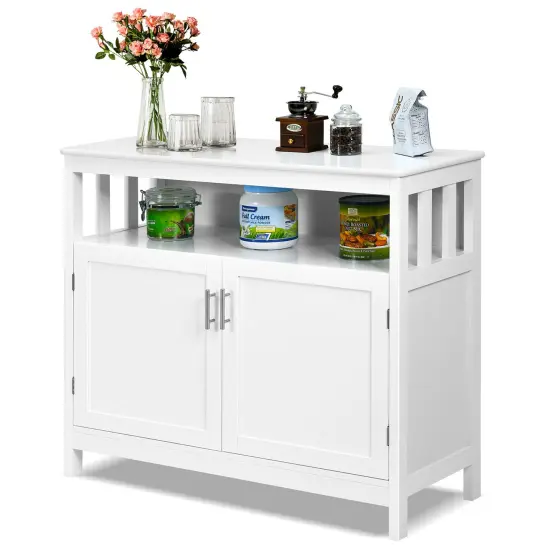Costway Kitchen Buffet Server Sideboard Storage Cabinet with 2 Doors & Shelf White/Black/Gray {1}