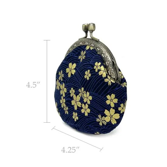 Wrapables Stylish Decorative Coin Purse, Clasp Wallet Navy Blossoms {2}