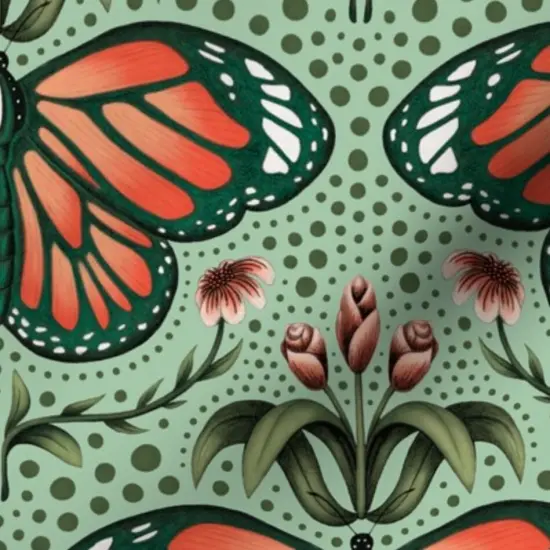 Various Fabrics by the Yard or Fat Quarter Monarch Damask Aqua Mint Large Scale Botanical Tulip Floral Custom Printed Fabric by Spoonflower {7}