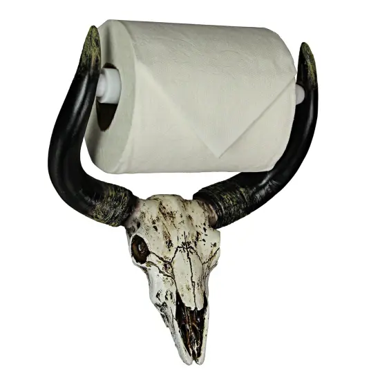 Rustic Faux Steer Skull Decorative Toilet Paper Holder Resin Bathroom Home Decor {3}