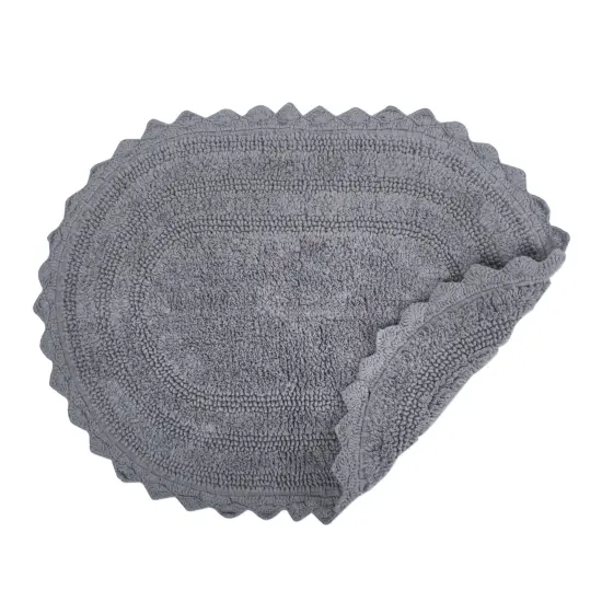 Contemporary Home Living 17" x 24" Gray Small Oval Home and Bathroom Essentials Crochet Bath Mat {5}
