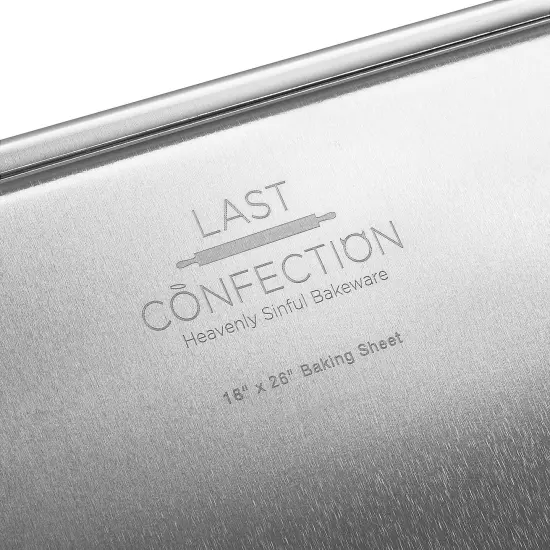 Last Confection 18" x 26" Commercial Grade Baking Sheet Pans, Aluminum Full-Size Rimmed Cookie Sheet Trays {6}