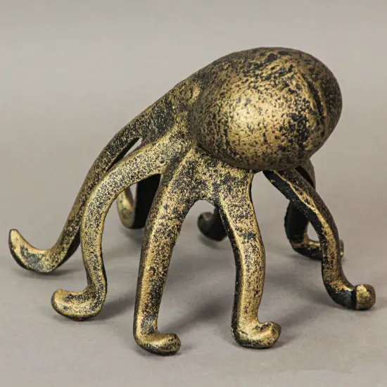 Antique Gold Cast Iron Octopus Phone Holder Stand Decorative Bookend Home Decor {4}