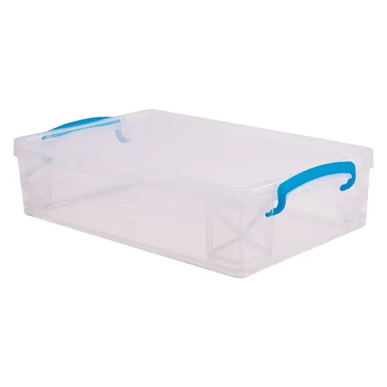 Storage Studios Super Stacker Large Pencil Box-9"X5.5"X2.63" Clear/Blue Handles {1}