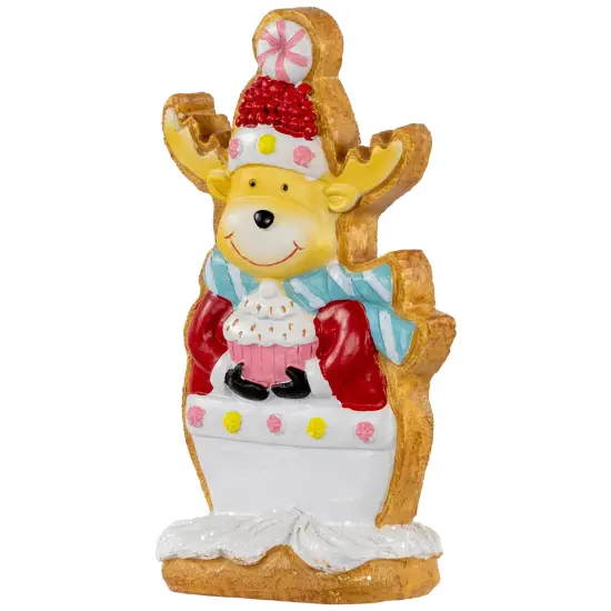 Northlight Gingerbread Reindeer with Cupcake Christmas Figurine - 7" White {5}