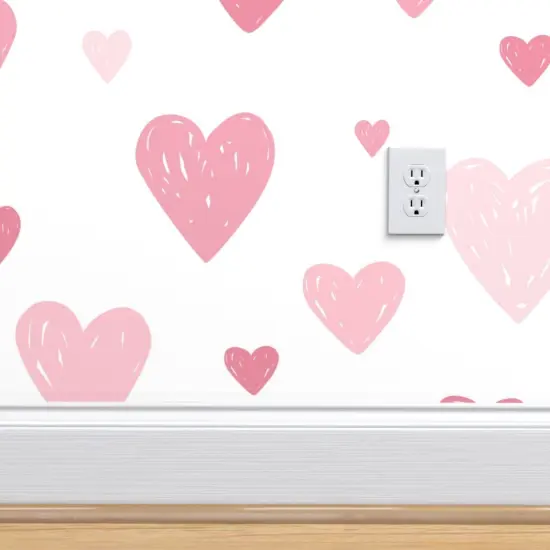 Pre-Pasted Wallpaper 2FT Wide Love Heart Pink Pastel Custom Pre-pasted Wallpaper by Spoonflower {4}