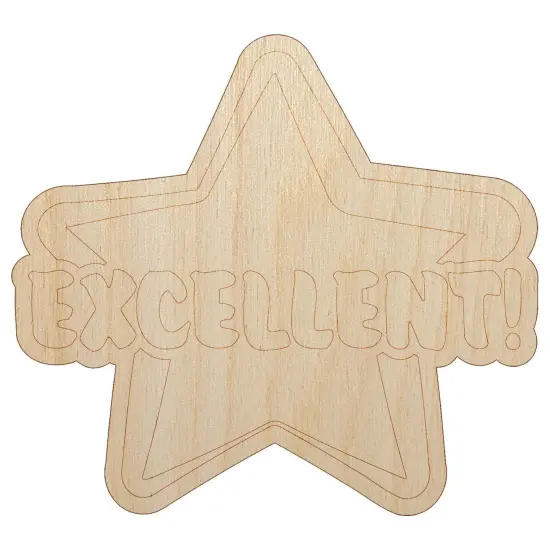 Excellent Star Teacher School Motivation Unfinished Wood Shape Piece Cutout for DIY Craft Projects {7}