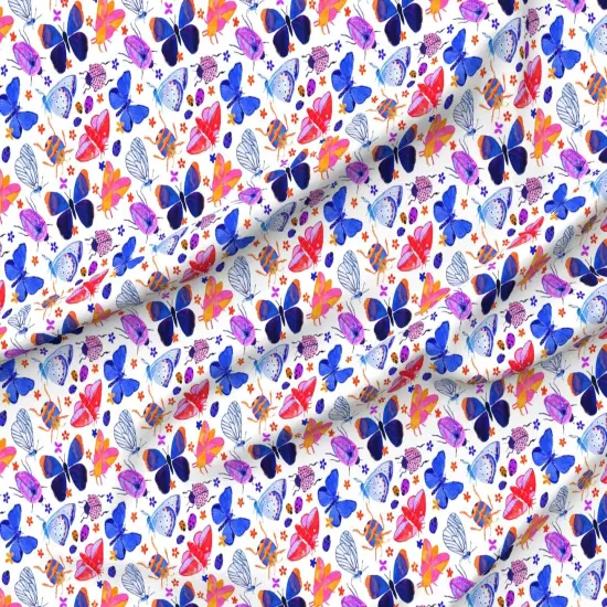 Various Fabrics by the Yard or Fat Quarter Modern Butterfly Butterflies Whimsical Insects Bugs Purple Blue Pink Watercolor Modern Custom Printed Fabric by Spoonflower {6}