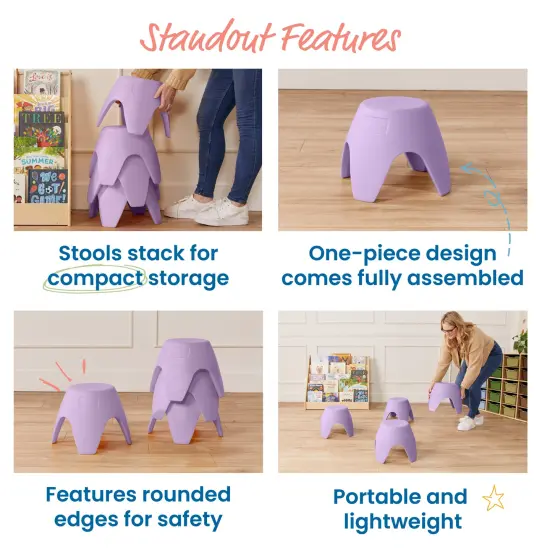 Ayana Stool Set, Flexible Seating, 4-Pack Light Purple {5}