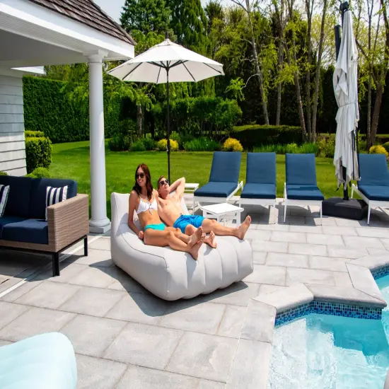 Swimline Cloud Oxford Fabric Inflatable Swimming Pool XL Chaise Lounger - 73" - Beige {4}