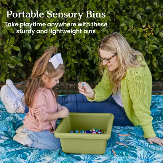 Square Bin with Lid, Storage Containers, 2-Pack Fern Green {3}