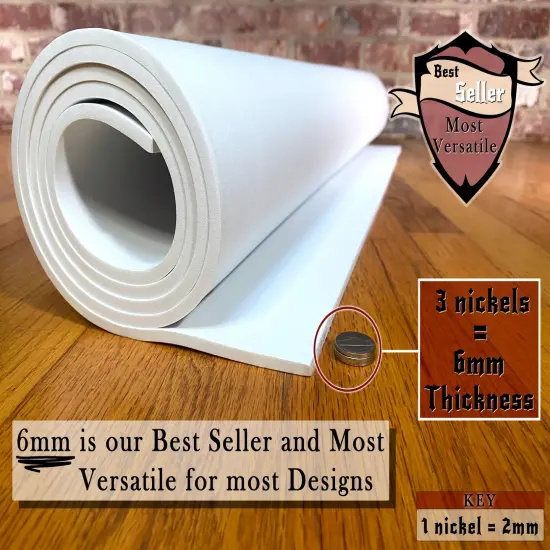 EVA Foam Cosplay | 14" x 39" Sheet | Ultra High Density 85kg/m3 | by The Foamory White {4}