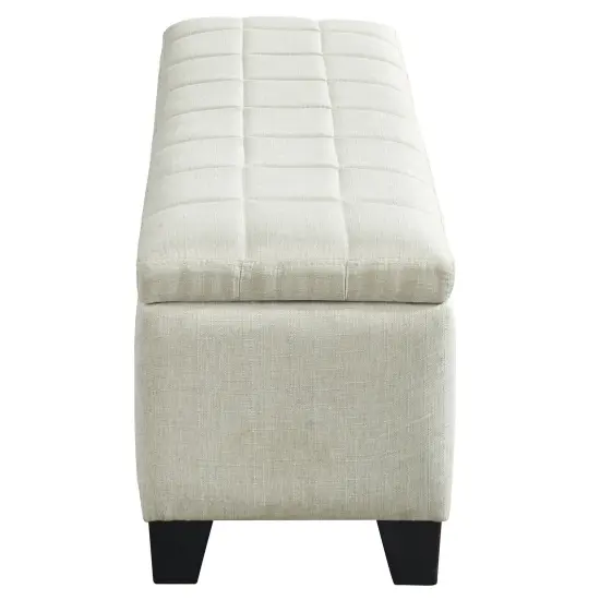 Contemporary Home Living 48" Beige Solid Rectangular Storage Ottoman {5}