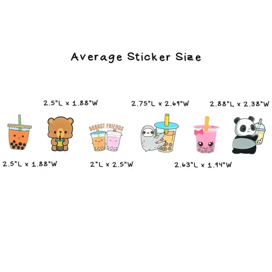 Wrapables Waterproof Vinyl Stickers for Water Bottles, Laptop, Phones, Skateboards, Decals for Teens, 100pcs Boba Tea {5}