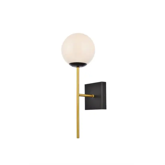 Neri 1 light black and brass and white glass wall sconce {3}