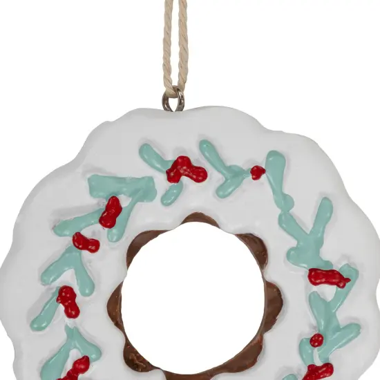 Northlight 2.75" White Frosted Donut with Pine and Berry Christmas Ornament {6}