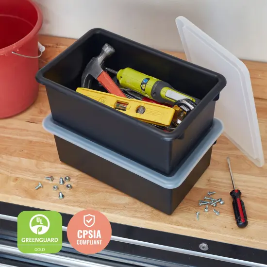 Cubby Storage Bin with Lid, Multipurpose Organization, 10-Pack Black {6}