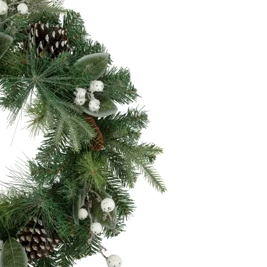 Northlight Real Touch&trade; Frosted Mixed Pine Artificial Christmas Wreath - 24" - Unlit Green {4}