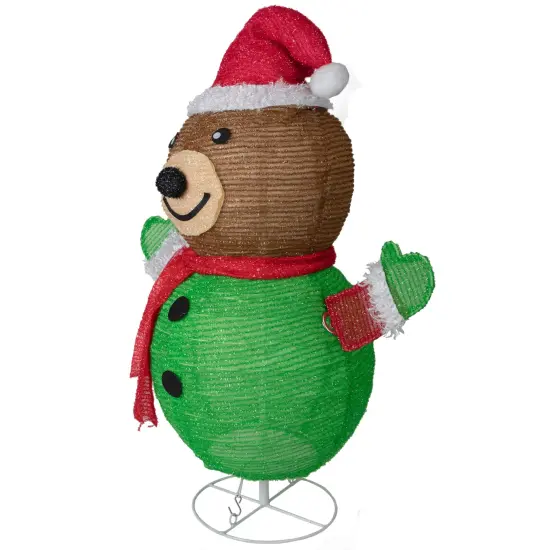 Northlight 25" Pop-up Bear Wearing Santa Hat Outdoor Christmas Decoration Brown {4}