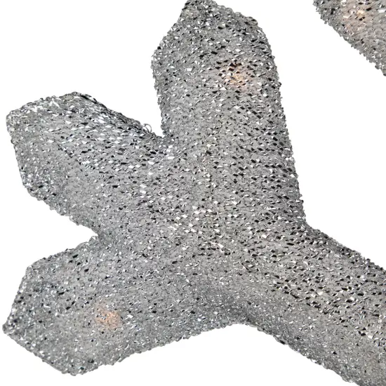 Northlight Lighted Tinsel Snowflake Christmas Window Decoration - 20" - Silver - Clear Lights {6}