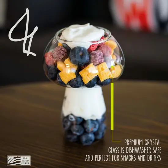 G Francis Mushroom Cocktail Glasses 4pk - 9oz Novelty Mushroom Shaped Glass Set {3}