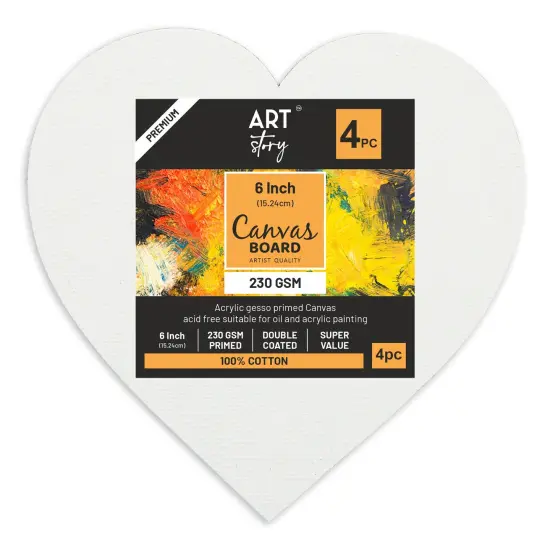 Little Birdie Canvas Board Heart 6" 4/Pkg-6" {1}