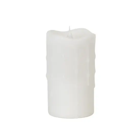 Melrose 5.25" Pre-Lit White Battery Operated Flameless LED Pillar Candle {1}