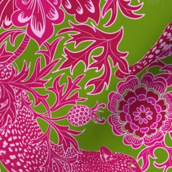 Various Fabrics by the Yard or Fat Quarter Chinoiserie Maximalist Chintz Cheetah Jungle Hot Pink Bright Neon Custom Printed Fabric by Spoonflower {7}