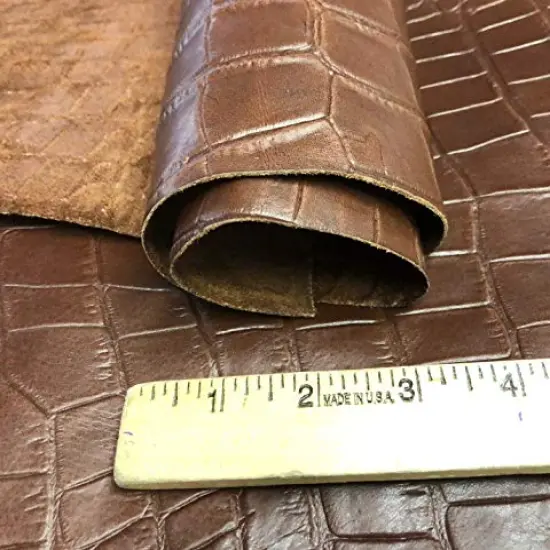 REED Leather HIDES - Whole skin 7 to 10 SF Crocodile Print {1}