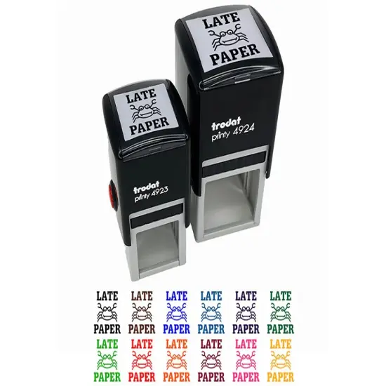 Late Paper Crab Teacher Motivation Self-Inking Rubber Stamp Ink Stamper Fuchsia {1}